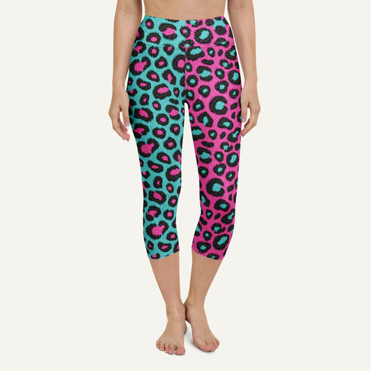 80s Retro Leopard Print High-Waisted Capri Leggings