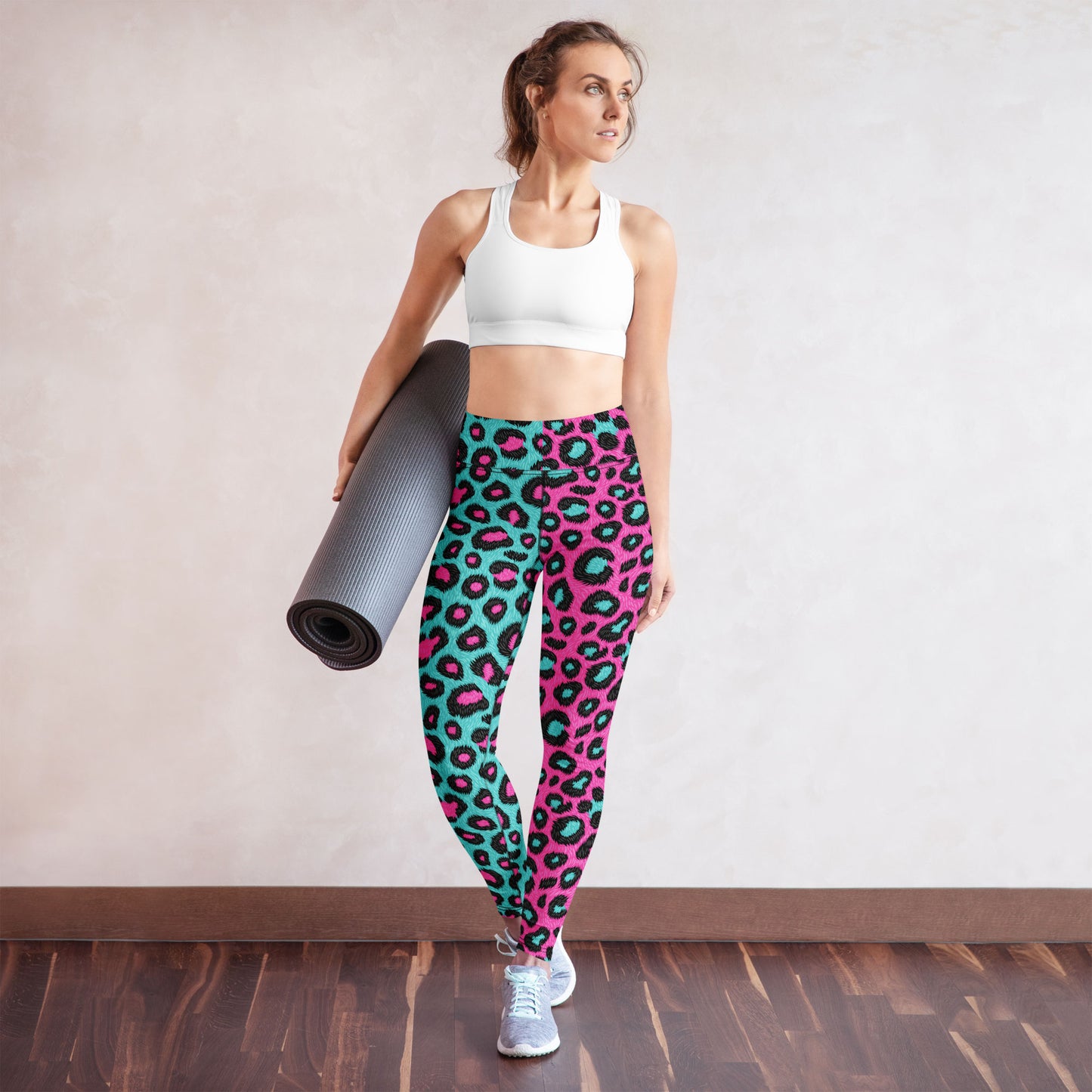 80s Retro Leopard Print High-Waisted Leggings