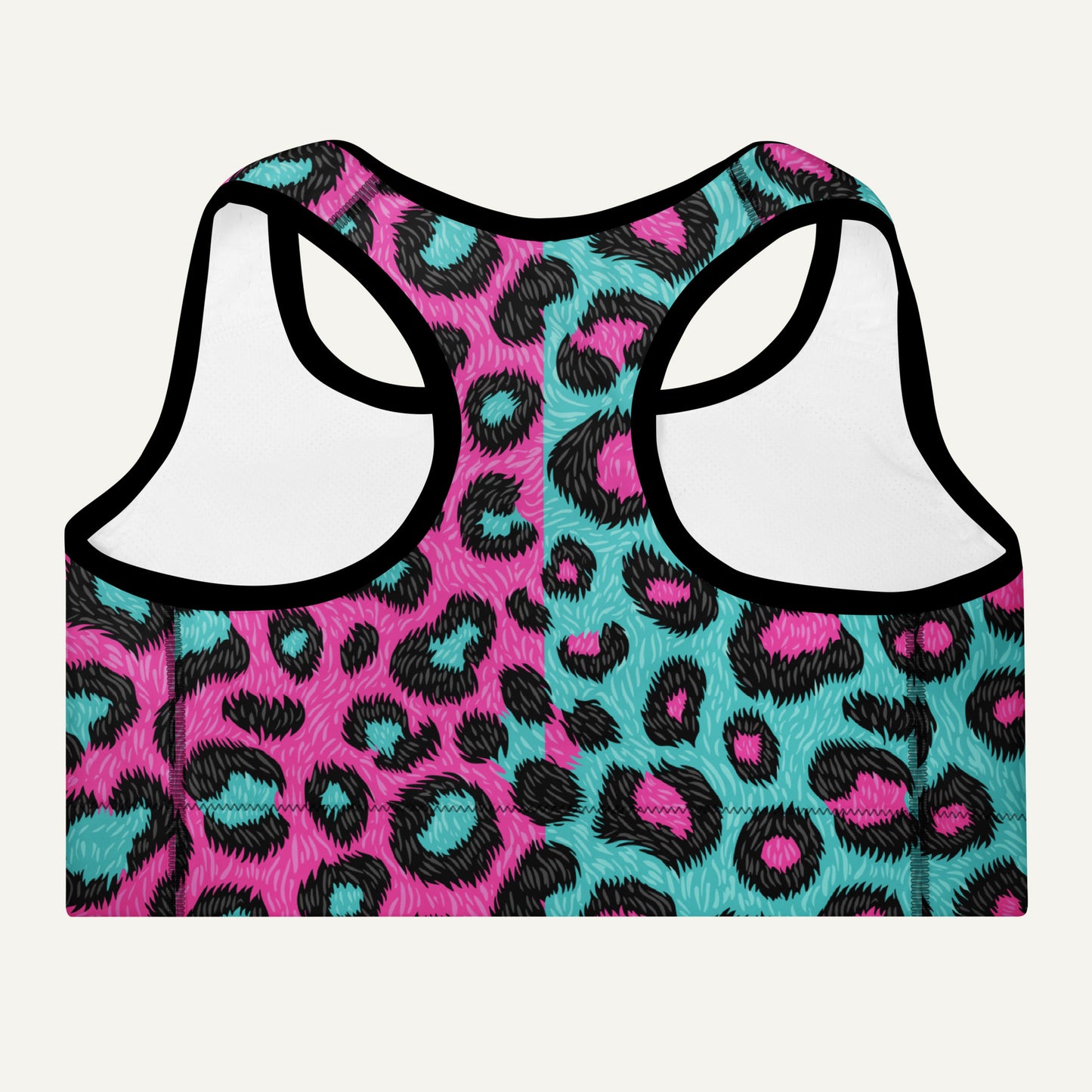 80s Retro Leopard Print Padded Sports Bra