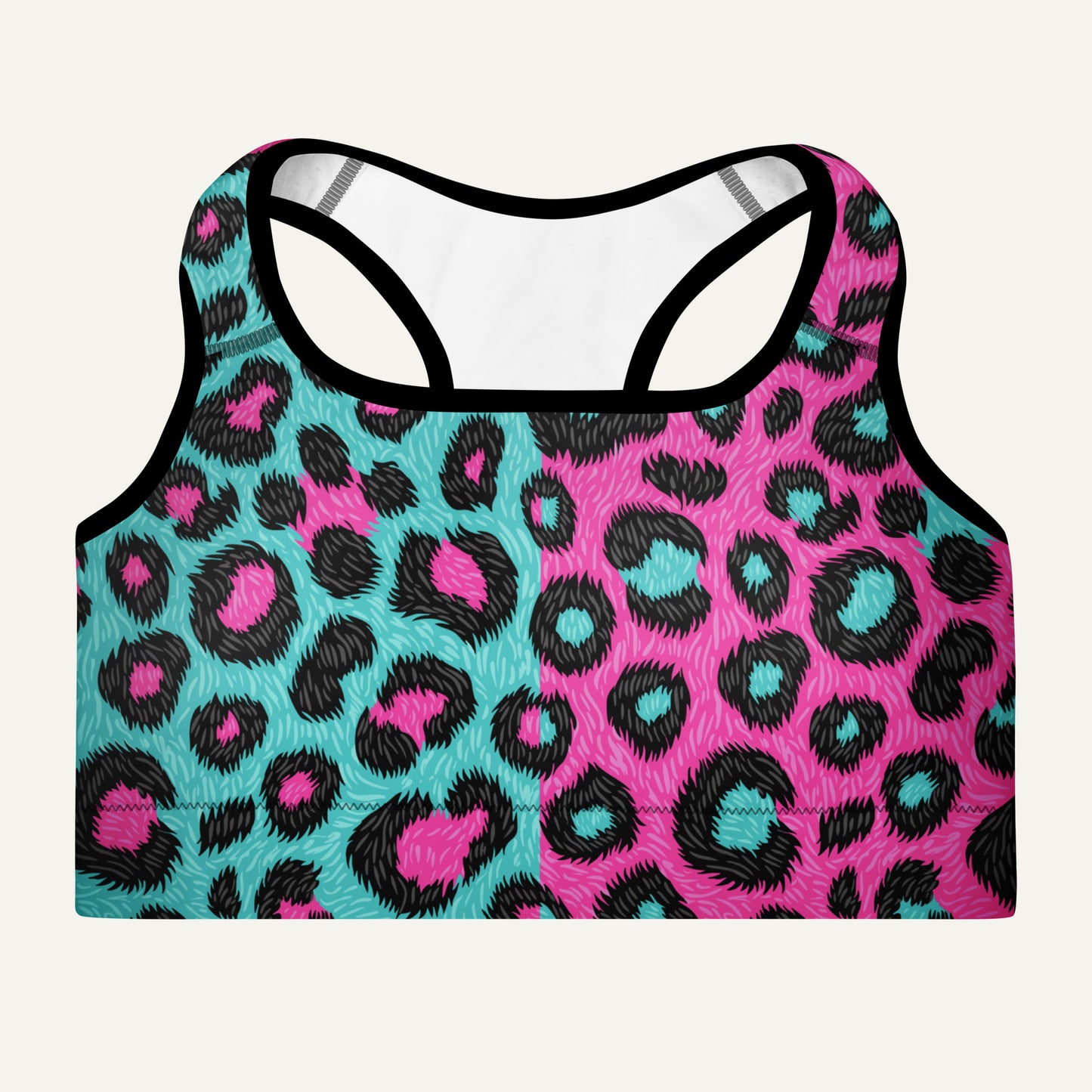 80s Retro Leopard Print Padded Sports Bra