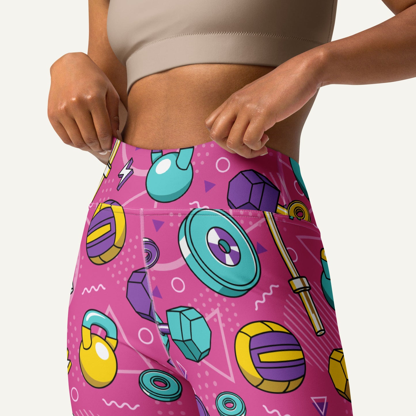90s Weights Pink High-Waisted Leggings