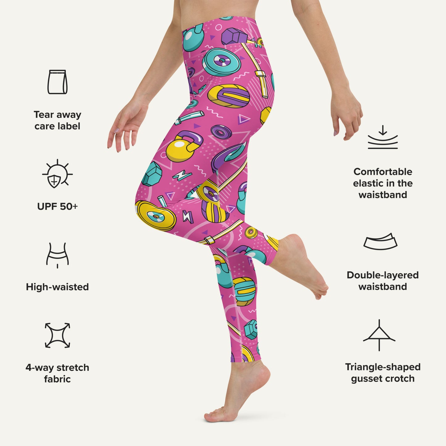 90s Weights Pink High-Waisted Leggings