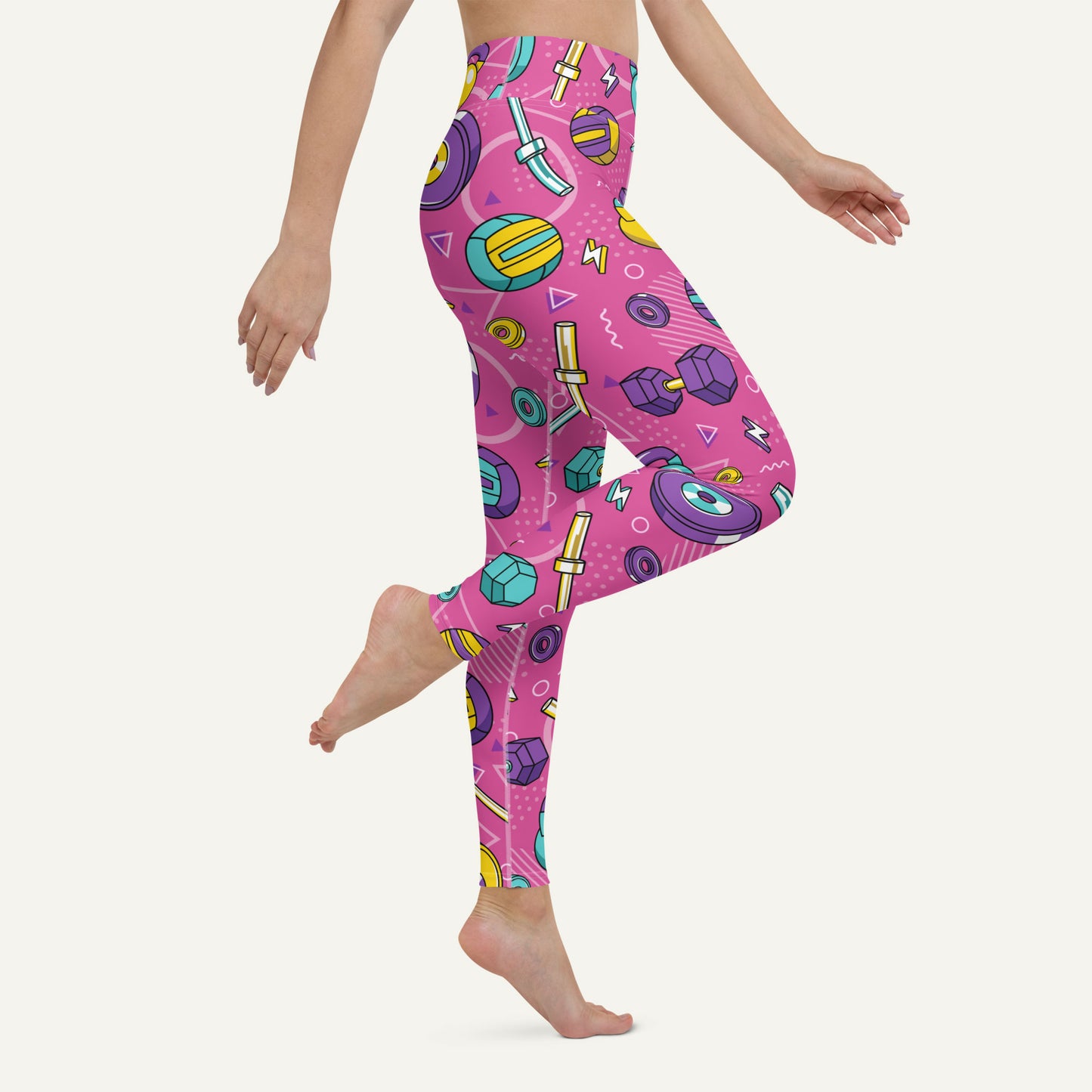 90s Weights Pink High-Waisted Leggings