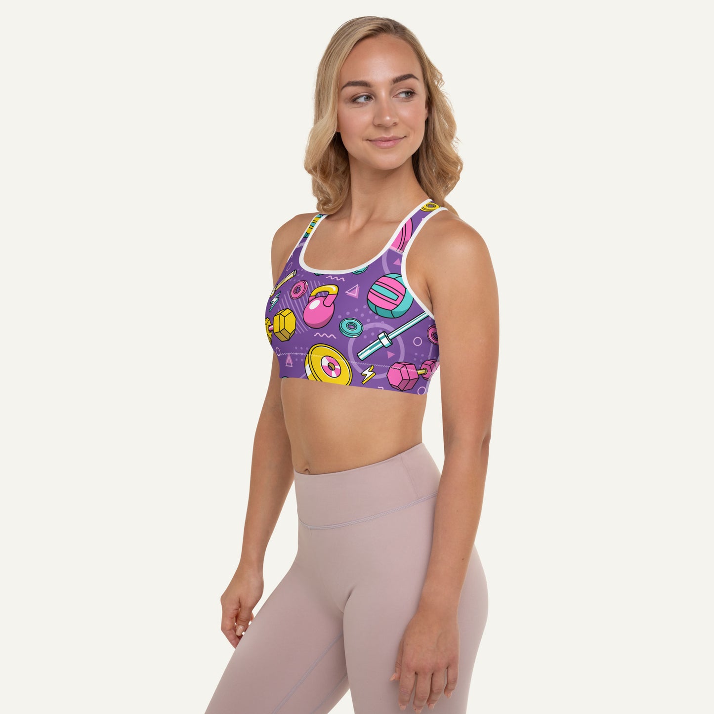 90s Weights Purple Padded Sports Bra