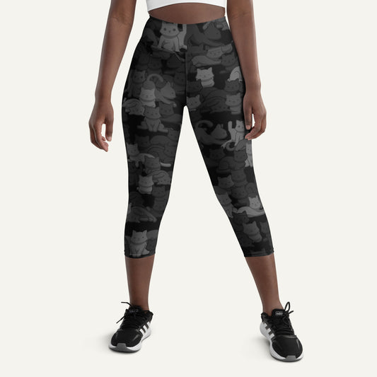 Black Camo Cat High-Waisted Capri Leggings