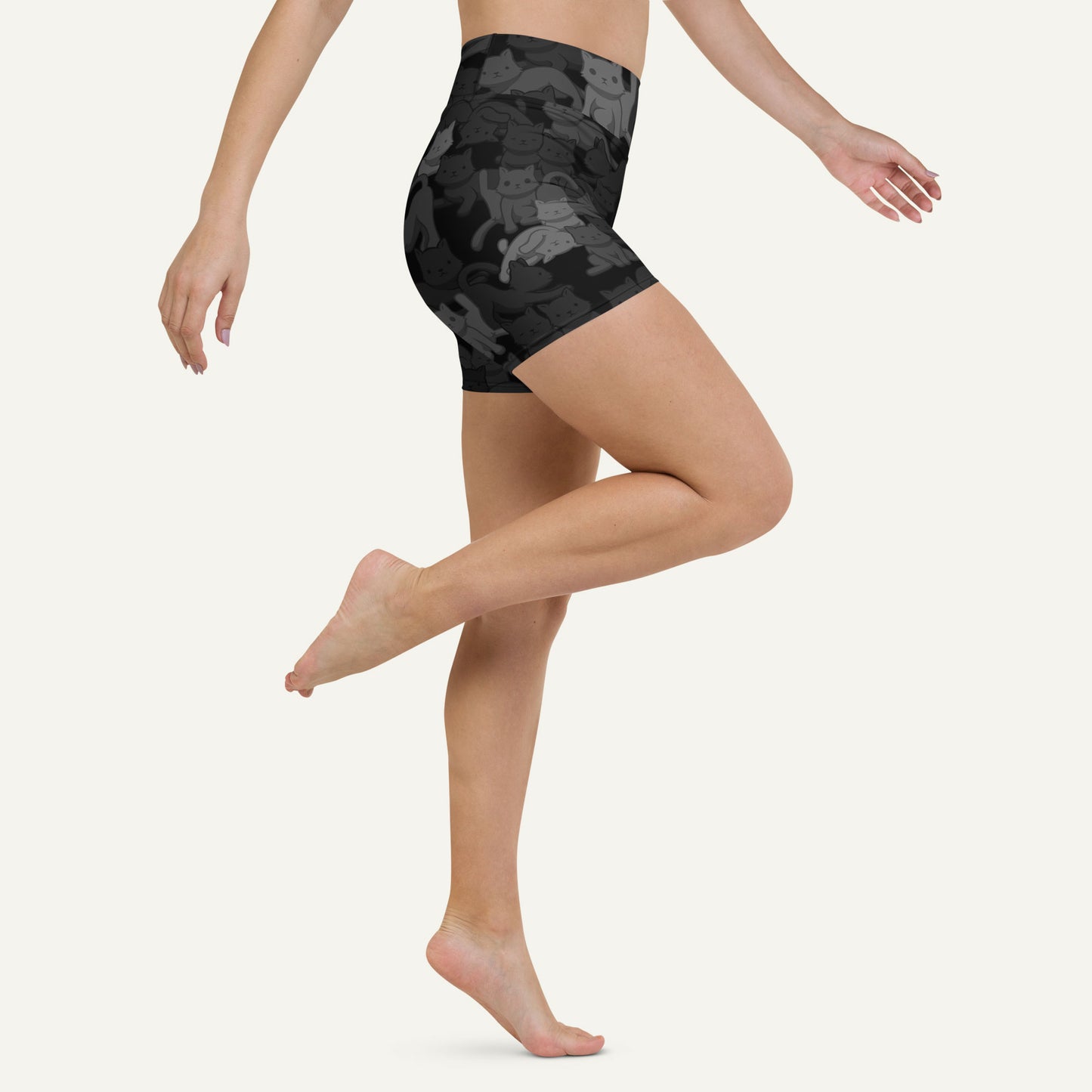 Black Camo Cat High-Waisted Shorts