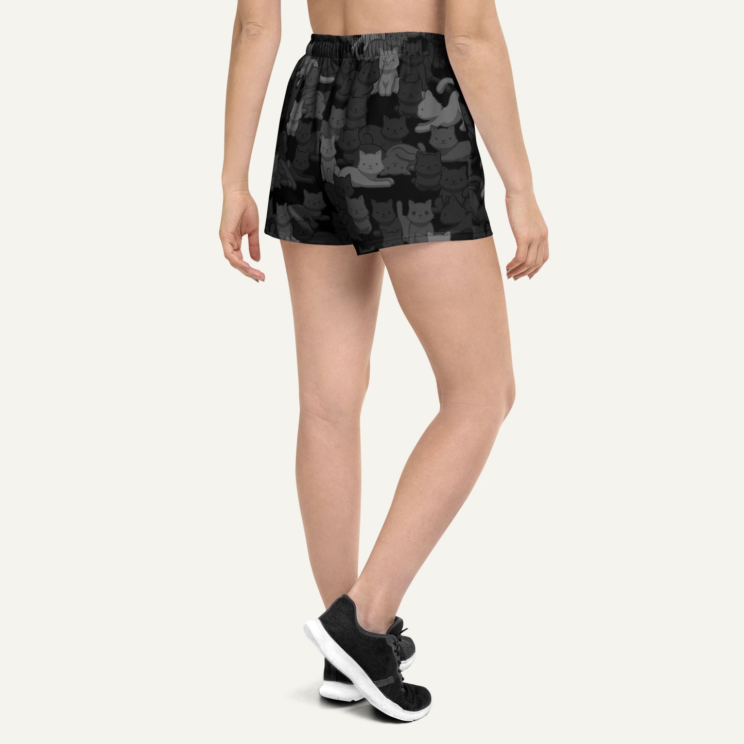 Black Camo Cat Women's Athletic Shorts