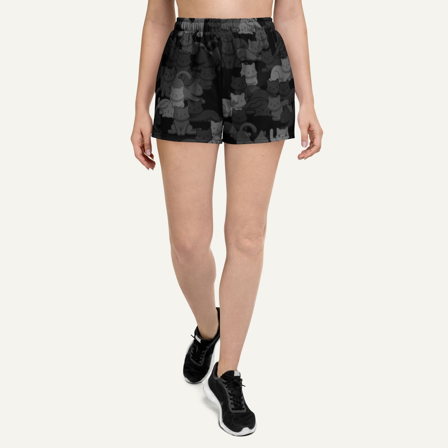 Black Camo Cat Women's Athletic Shorts