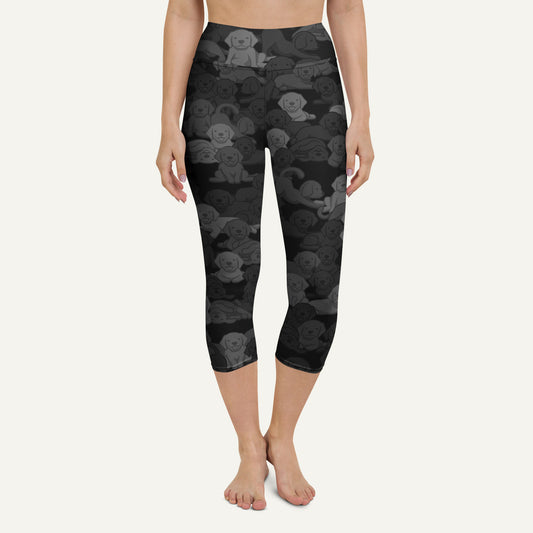 Black Camo Dog High-Waisted Capri Leggings
