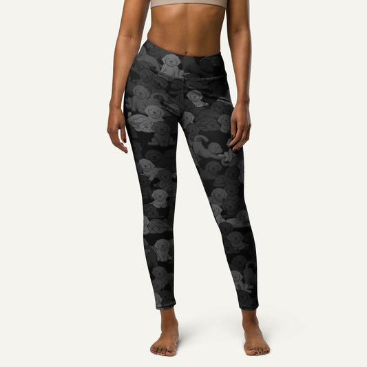 Black Camo Dog High-Waisted Leggings