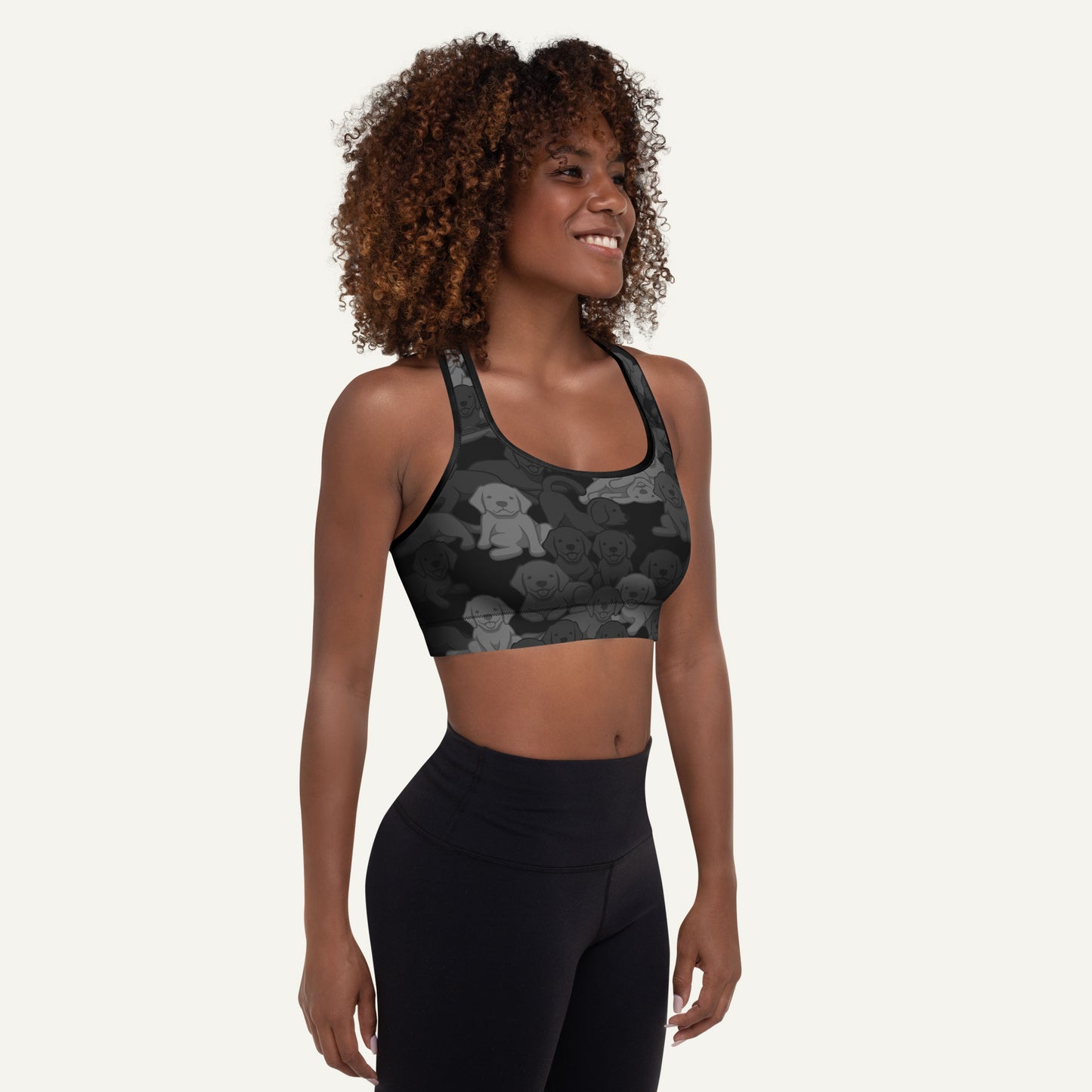 Black Camo Dog Padded Sports Bra
