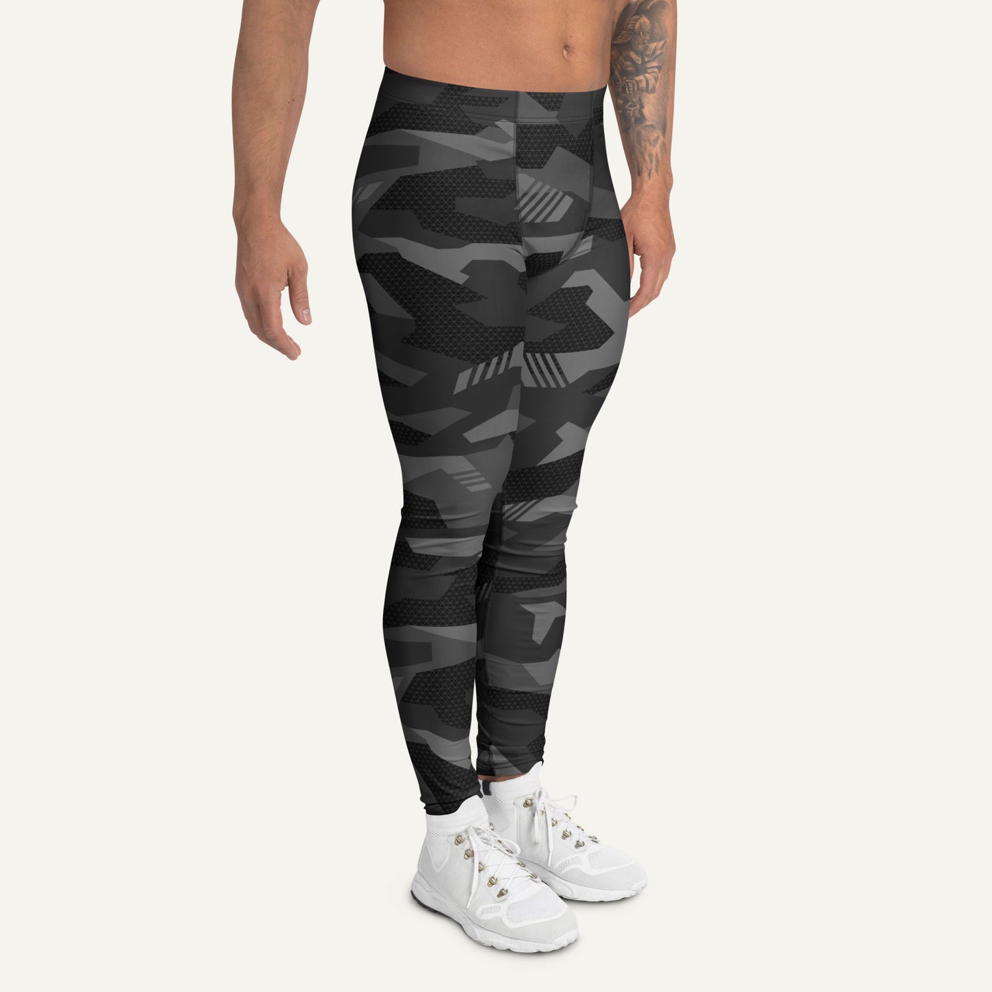 Black Geometric Camo Men’s Leggings