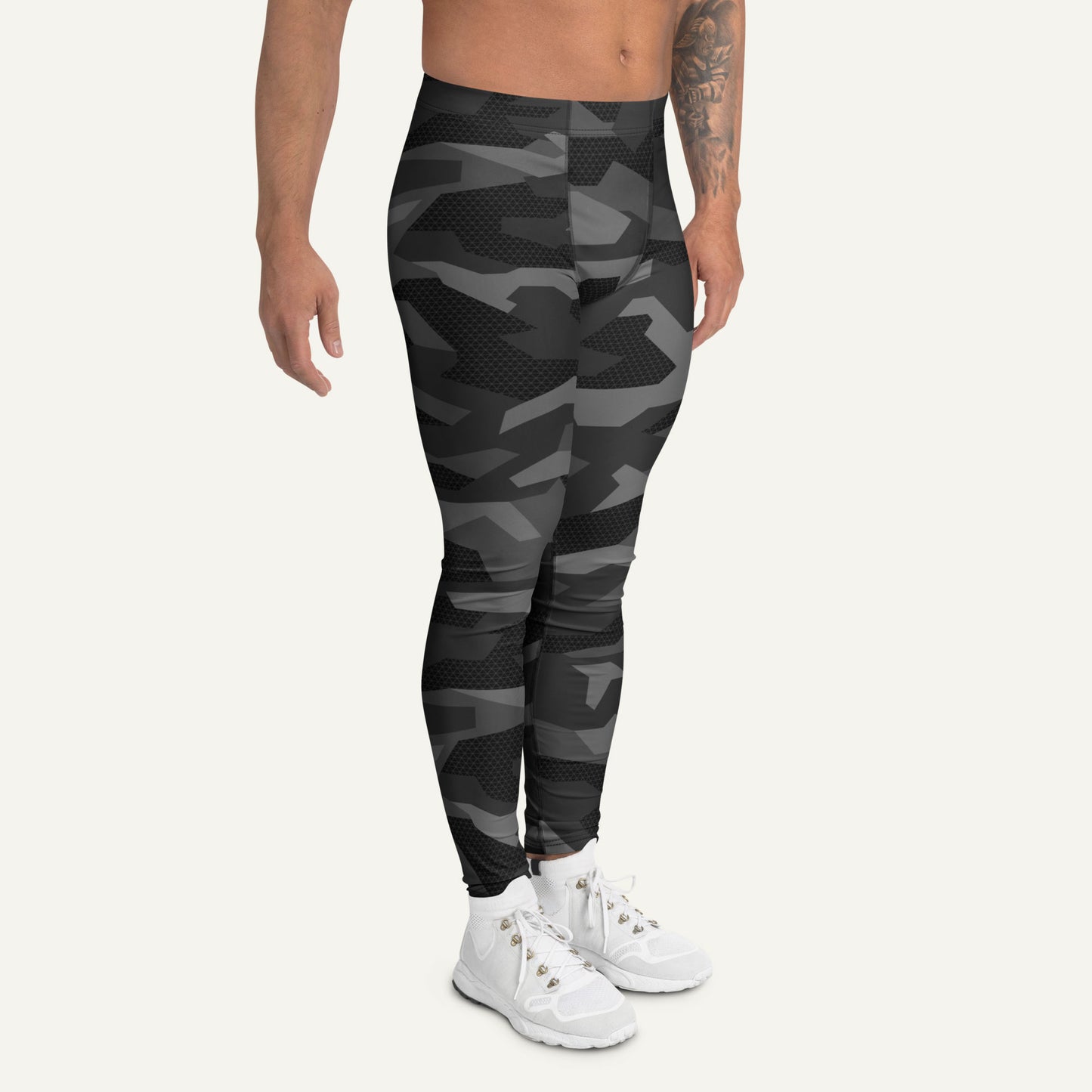 Black Geometric Camo Men’s Leggings - Ministry of Sweat
