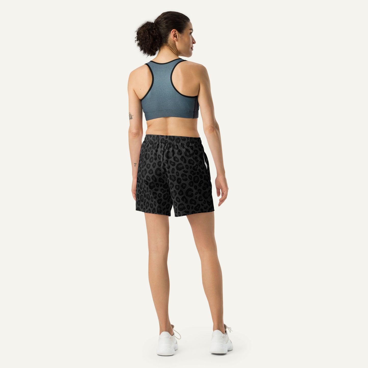 Black Leopard Print Athletic Shorts