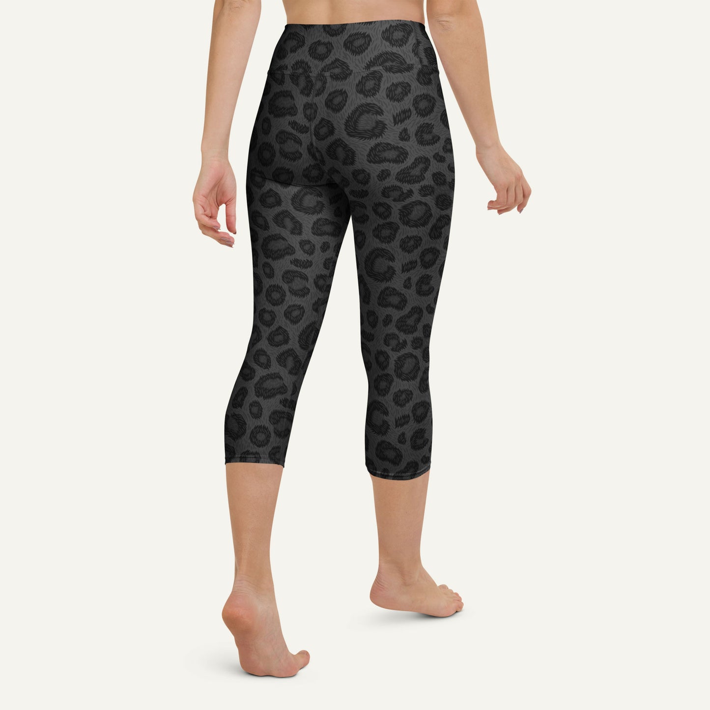 Black Leopard Print High-Waisted Capri Leggings