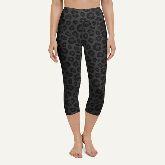 Black Leopard Print High-Waisted Capri Leggings
