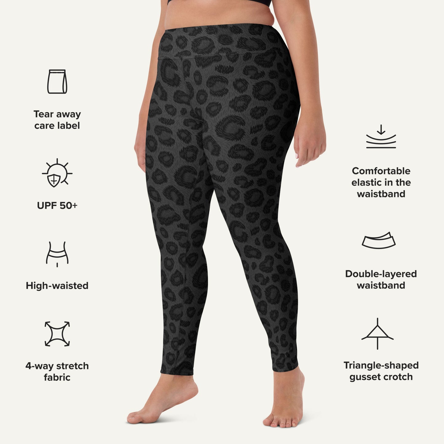 Black Leopard Print High-Waisted Leggings