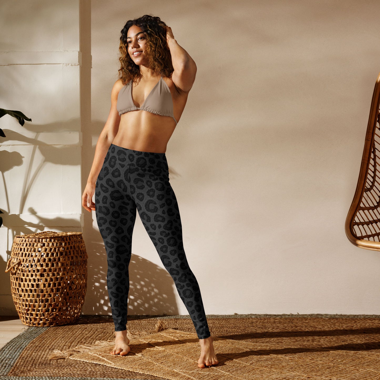Black Leopard Print High-Waisted Leggings