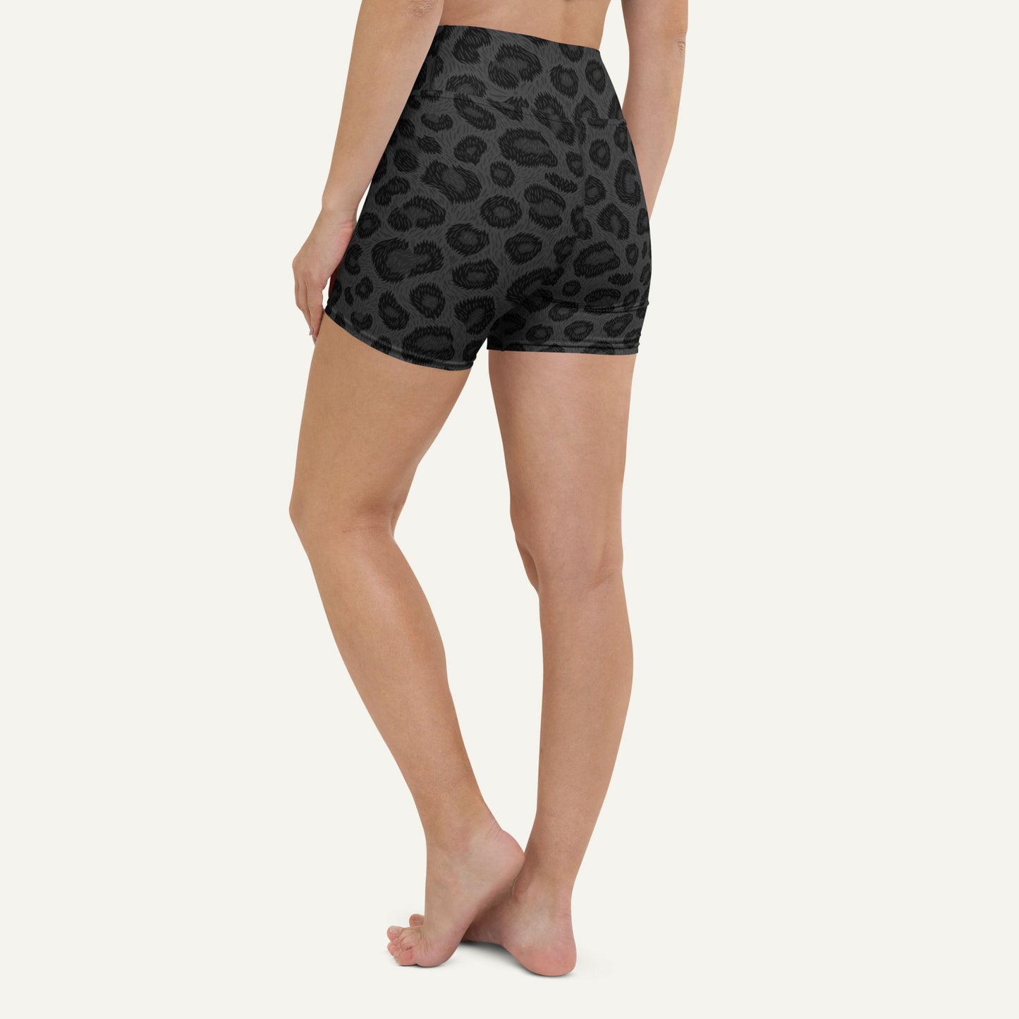 Black Leopard Print High-Waisted Shorts