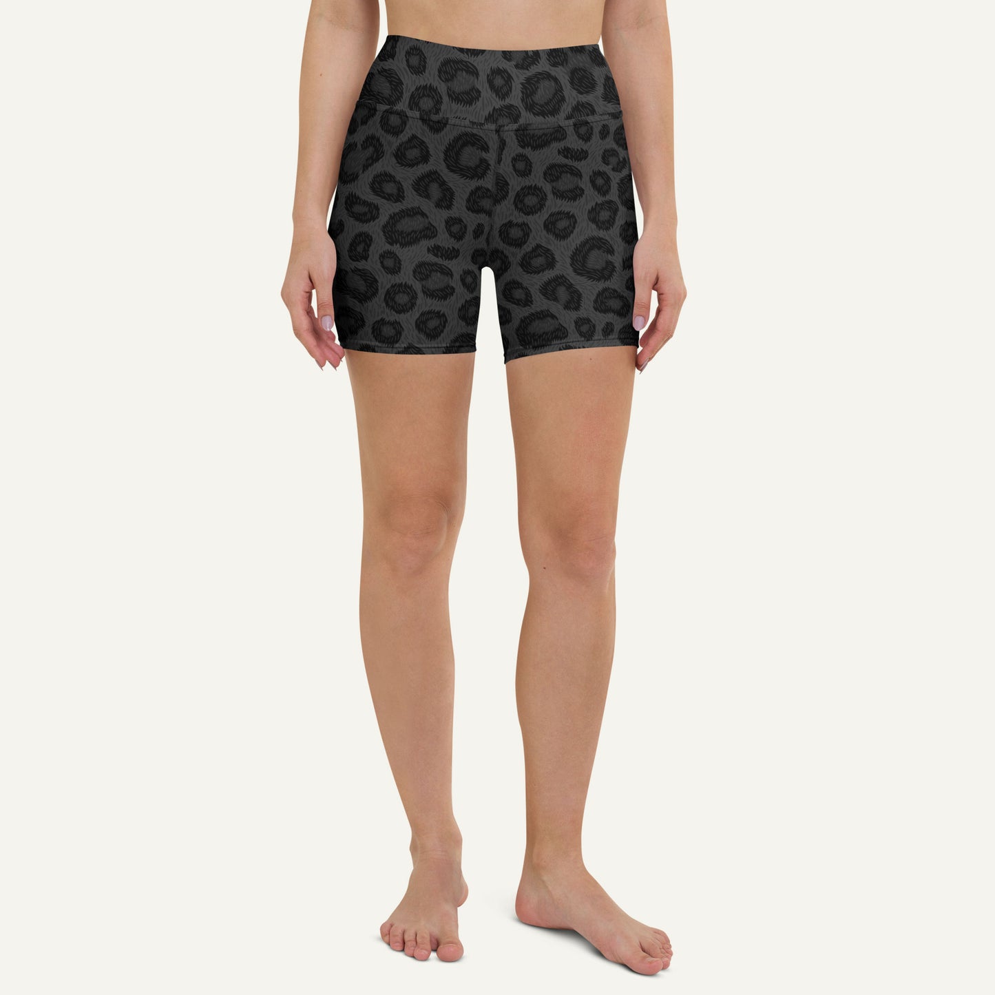 Black Leopard Print High-Waisted Shorts