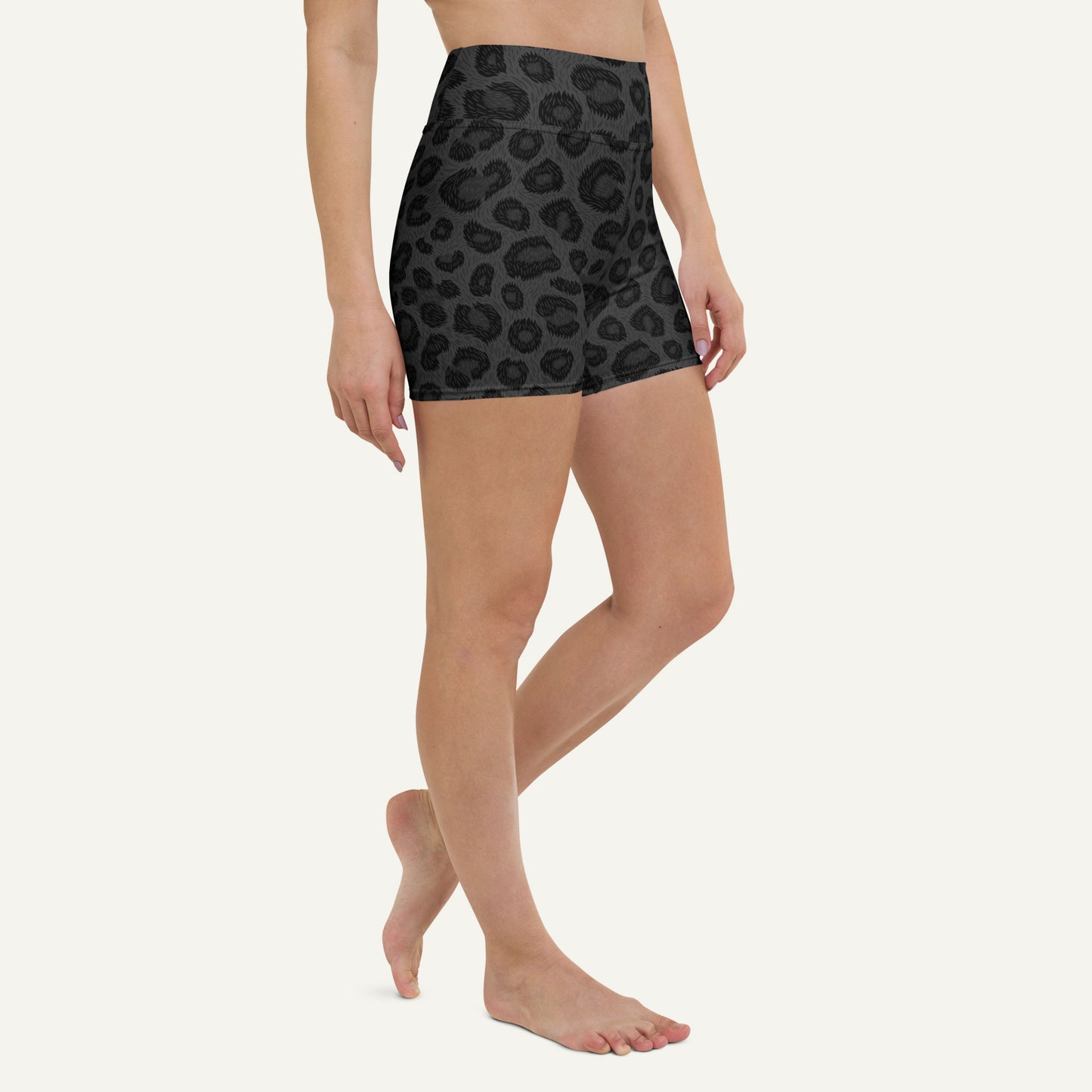 Black Leopard Print High-Waisted Shorts