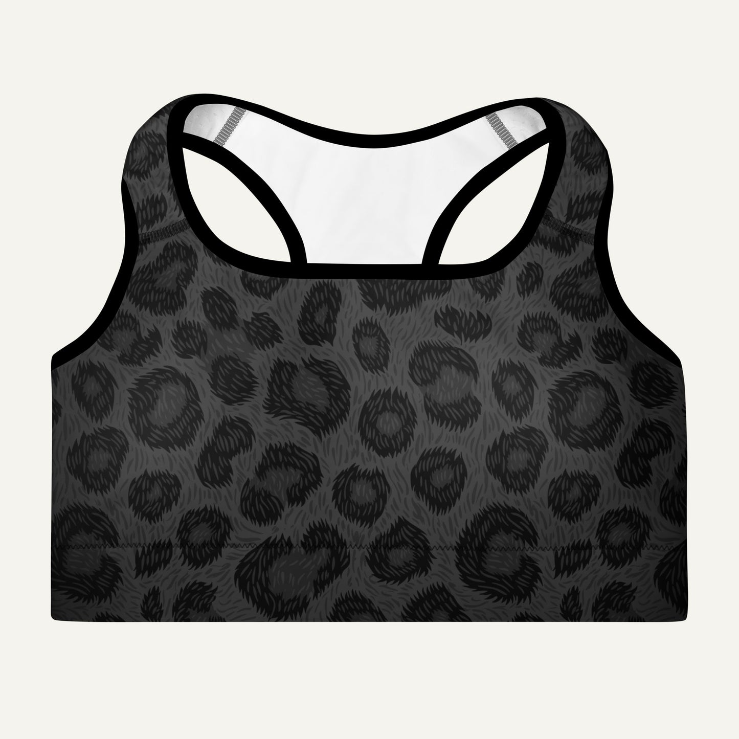 Black Leopard Print Padded Sports Bra