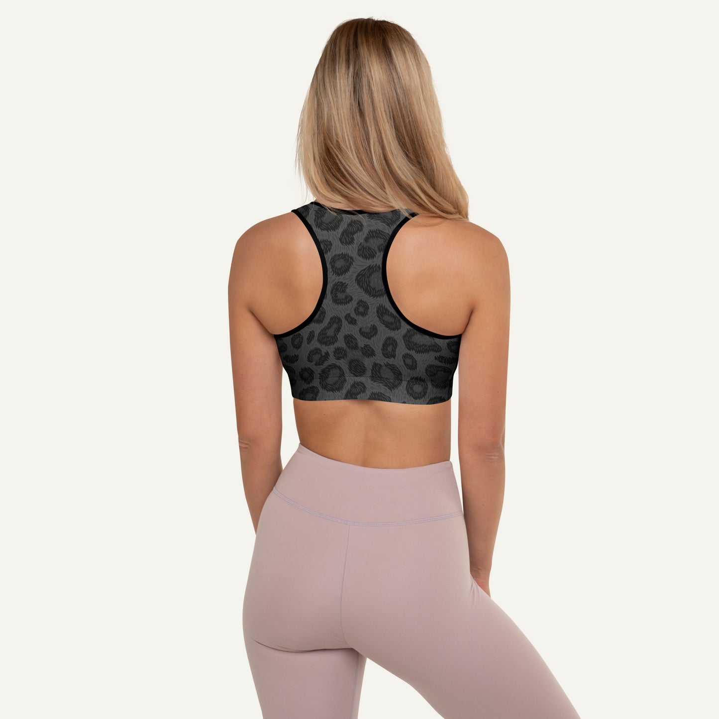 Black Leopard Print Padded Sports Bra