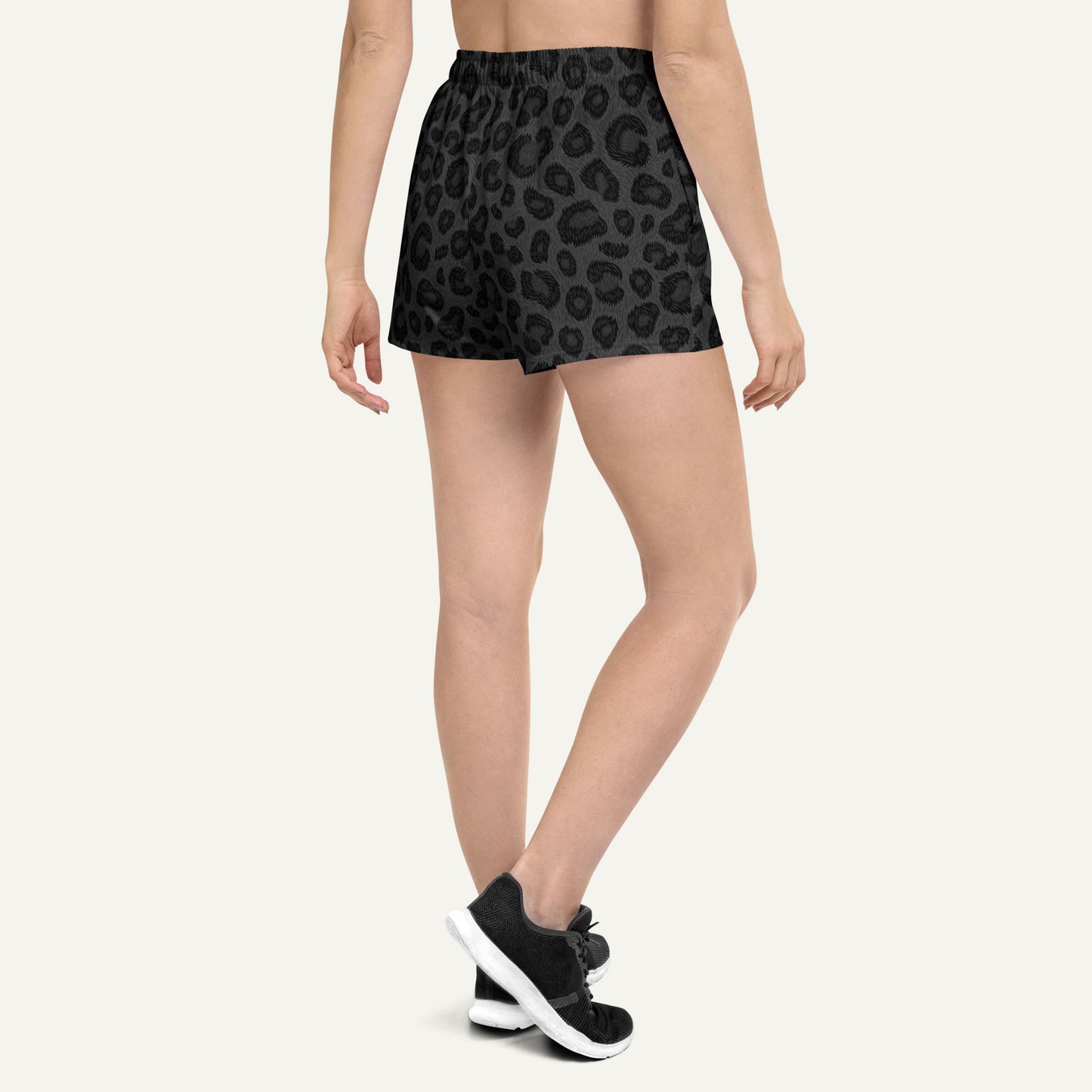 Black Leopard Print Women's Athletic Shorts