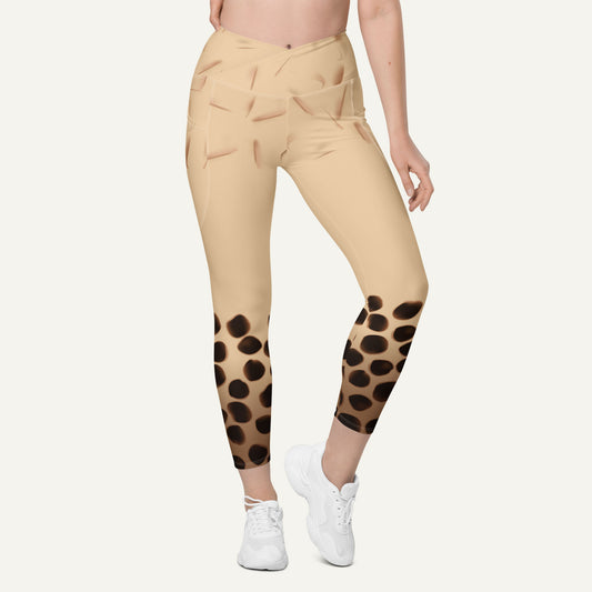 Boba Milk Tea Crossover Pocket Leggings