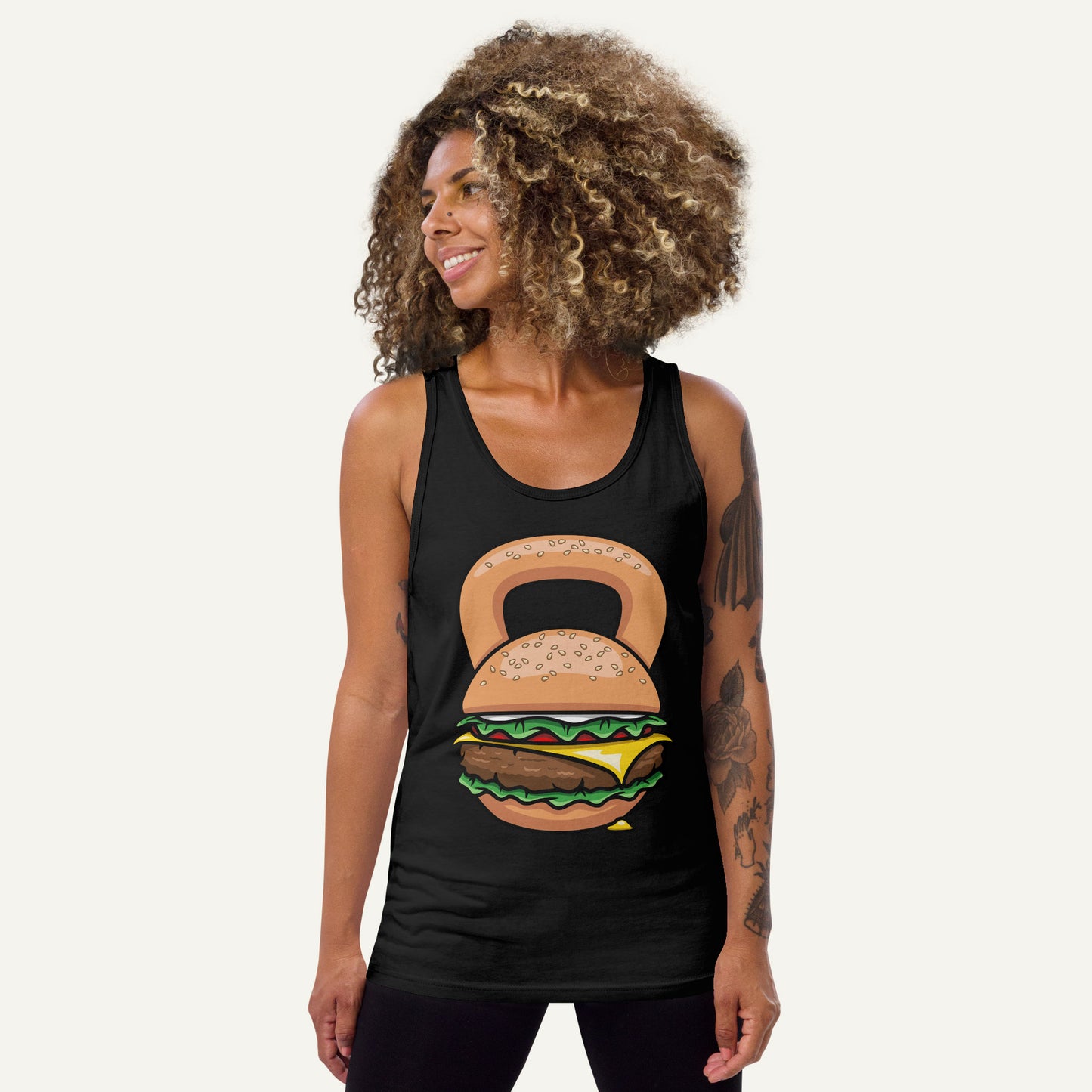 Burger Kettlebell Design Tank Top