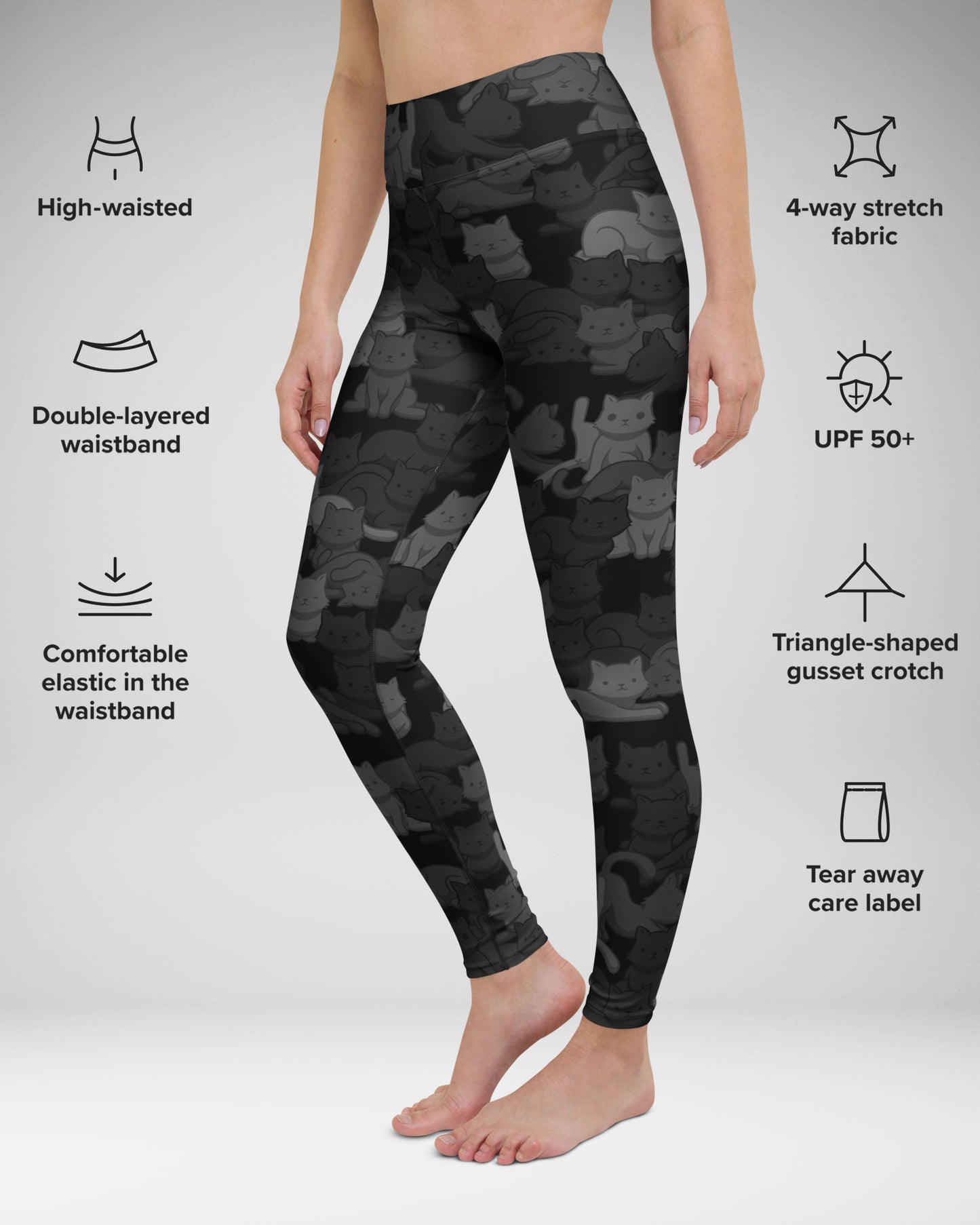 Black Camo Cat High-Waisted Leggings