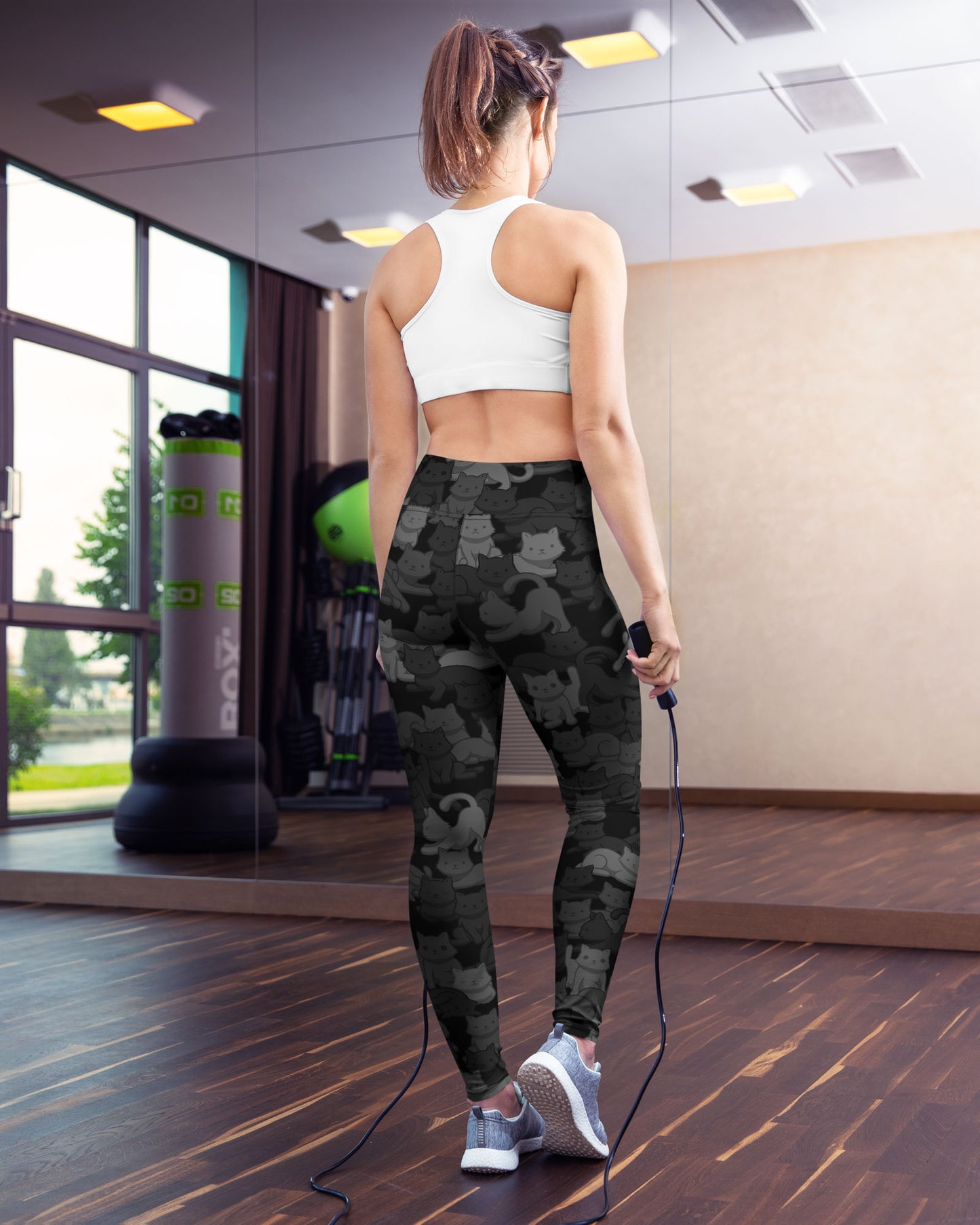 Black Camo Cat High-Waisted Leggings