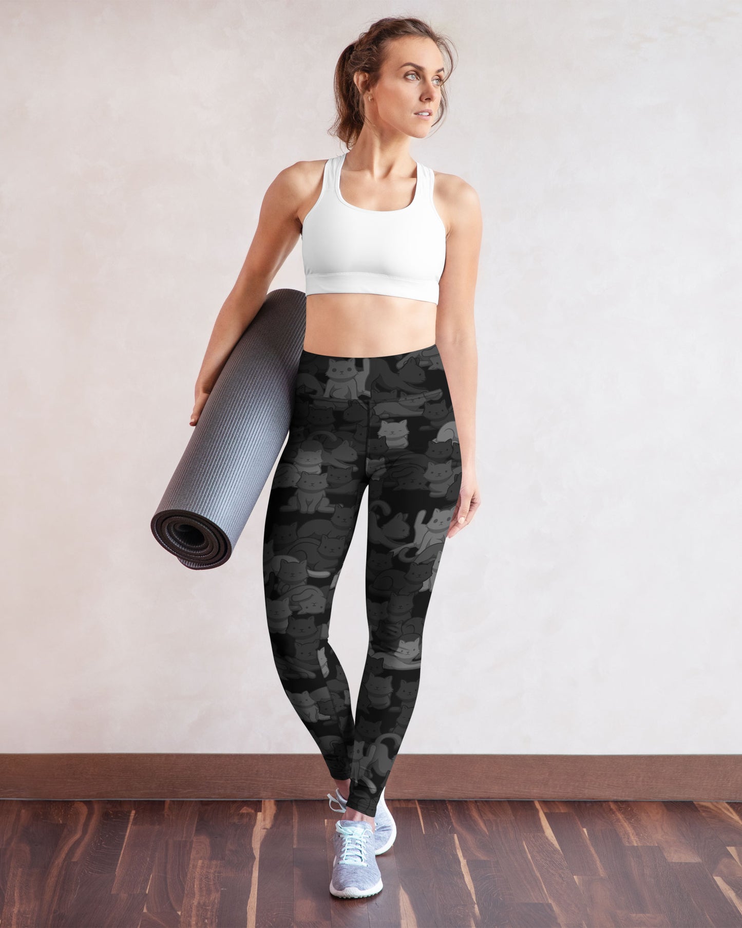 Black Camo Cat High-Waisted Leggings