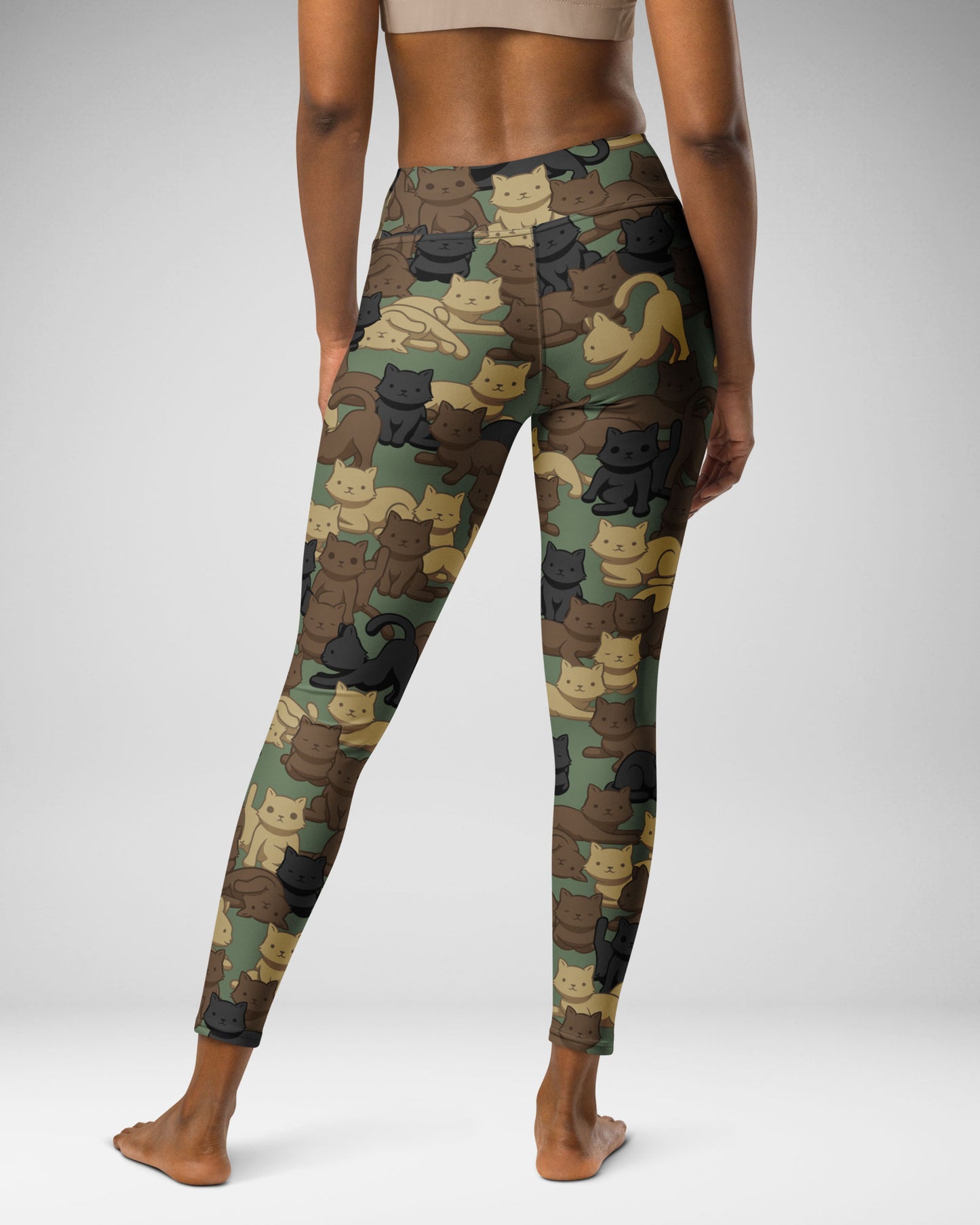 Woodland Camo Cat High-Waisted Leggings