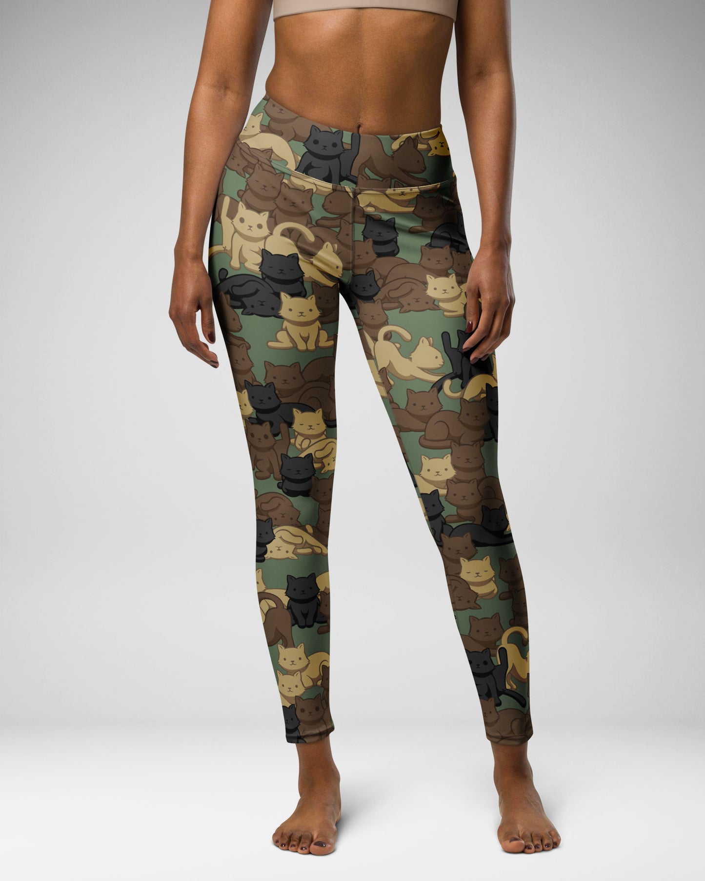 Woodland Camo Cat High-Waisted Leggings