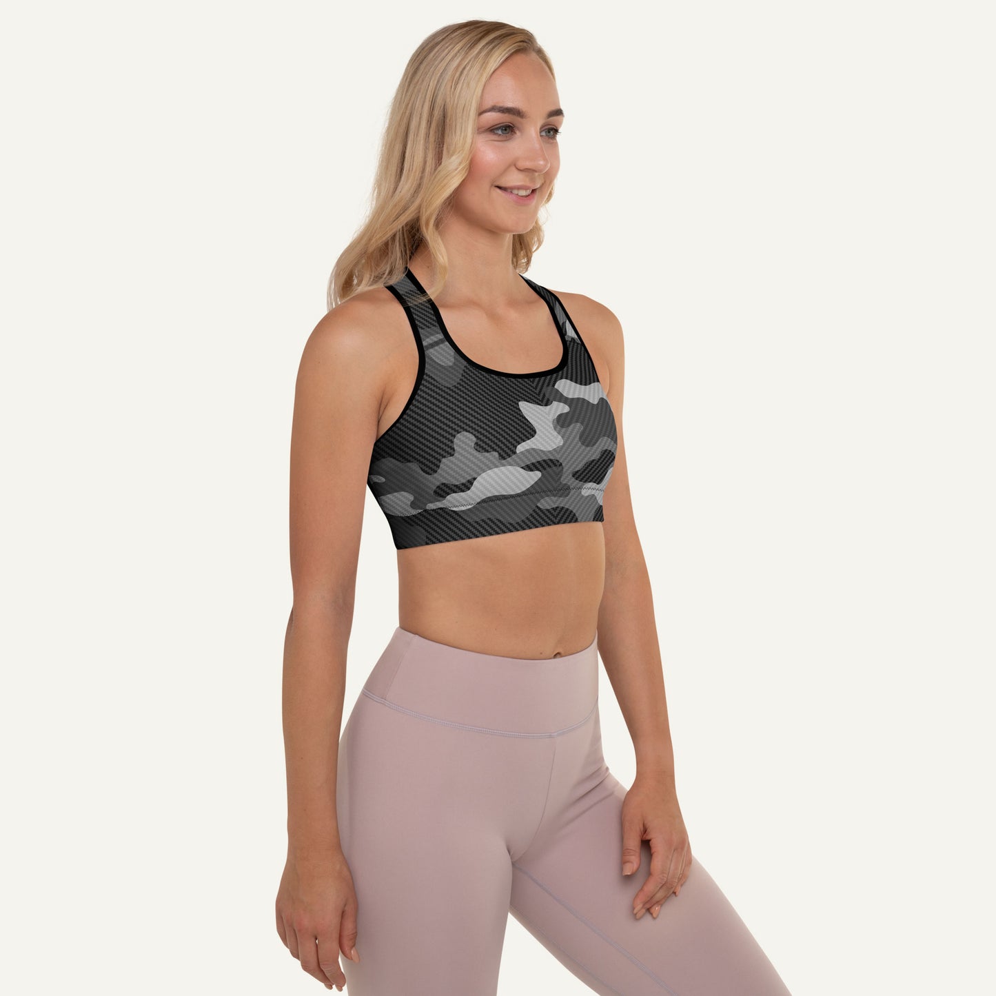 Urban Carbon Fiber Camo Padded Sports Bra