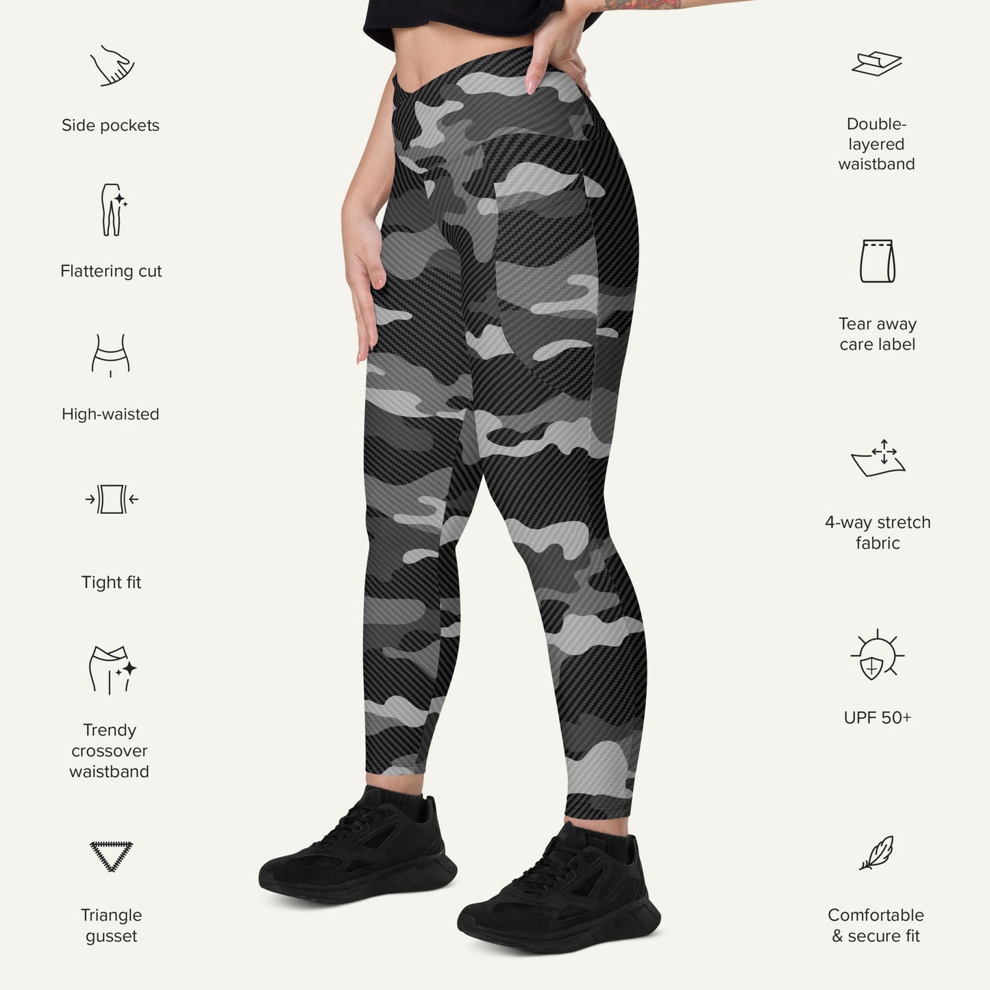 Urban Carbon Fiber Camo Crossover Pocket Leggings
