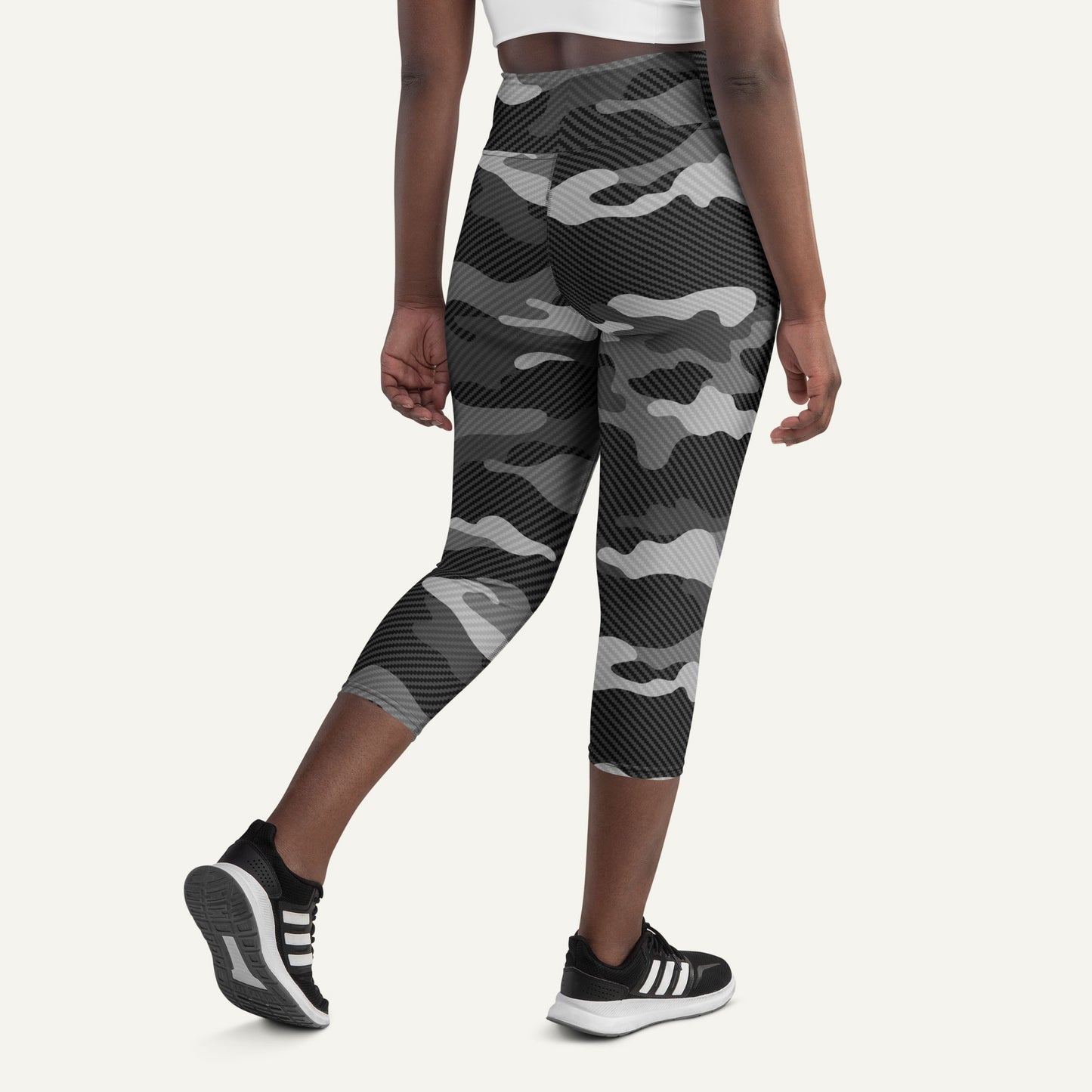 Urban Carbon Fiber Camo High-Waisted Capri Leggings