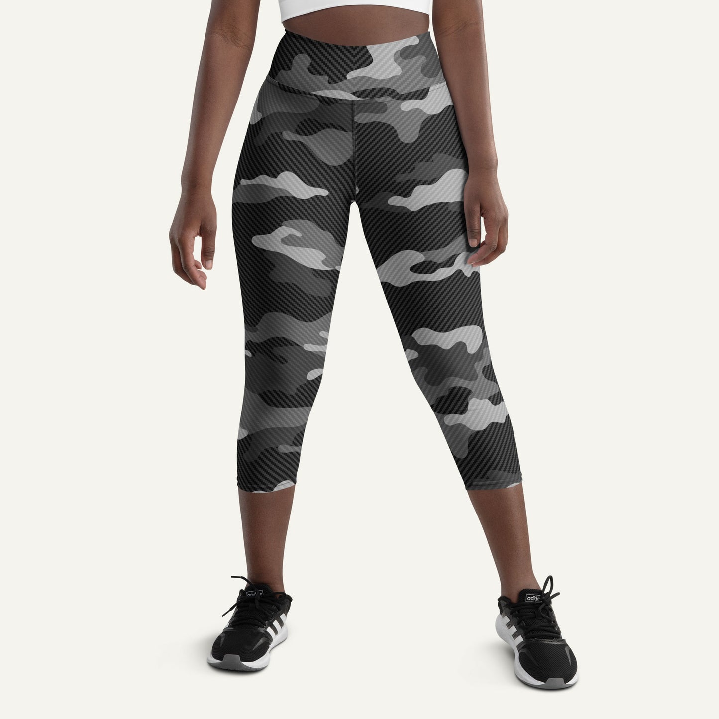 Urban Carbon Fiber Camo High-Waisted Capri Leggings