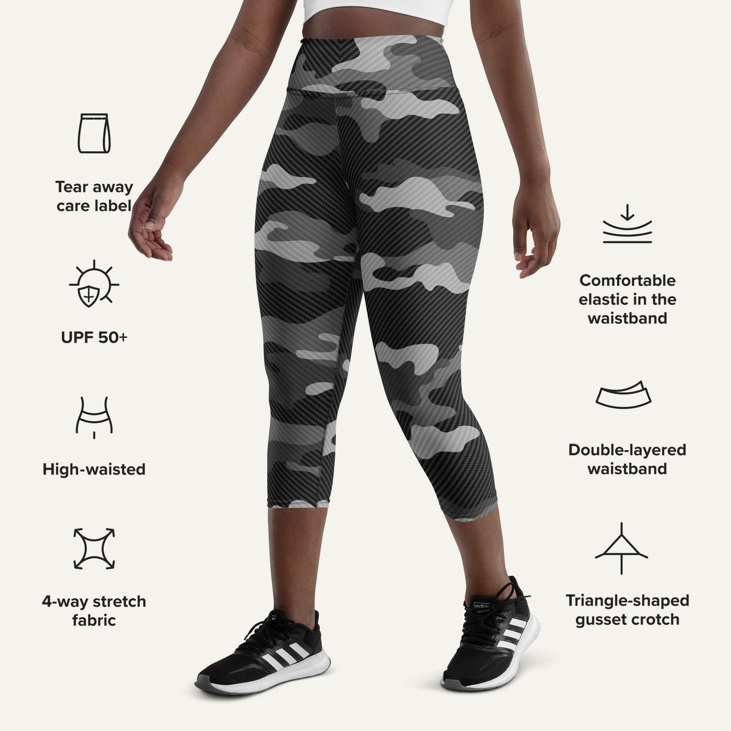 Urban Carbon Fiber Camo High-Waisted Capri Leggings