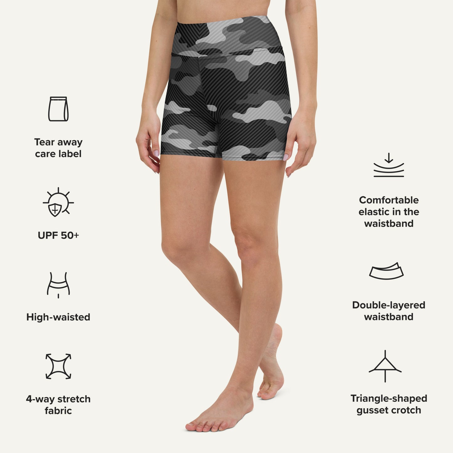 Urban Carbon Fiber Camo High-Waisted Shorts