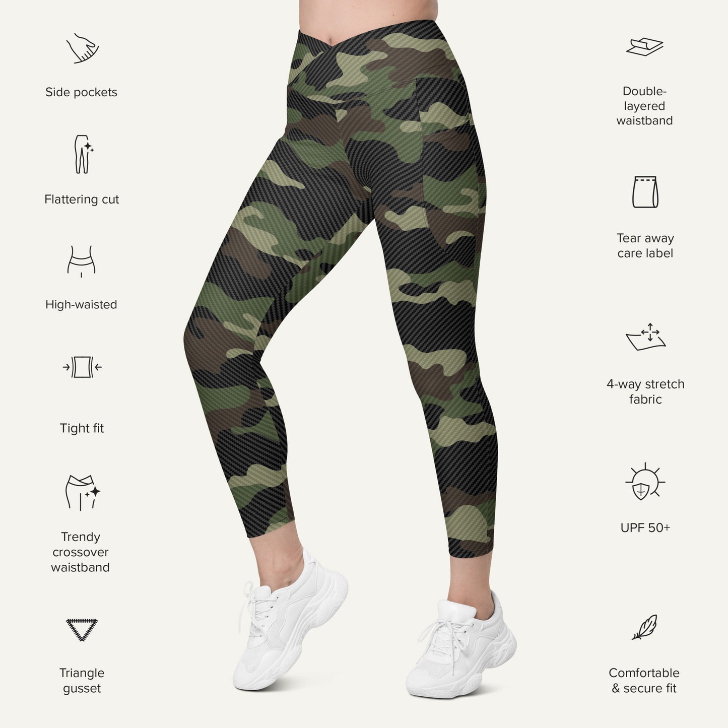 Woodland Carbon Fiber Camo Crossover Pocket Leggings