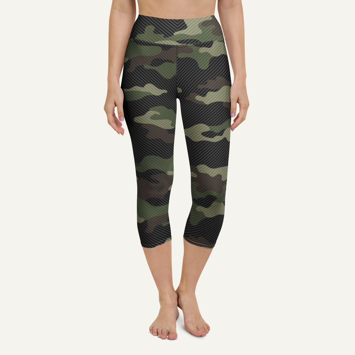 Woodland Carbon Fiber Camo High-Waisted Capri Leggings