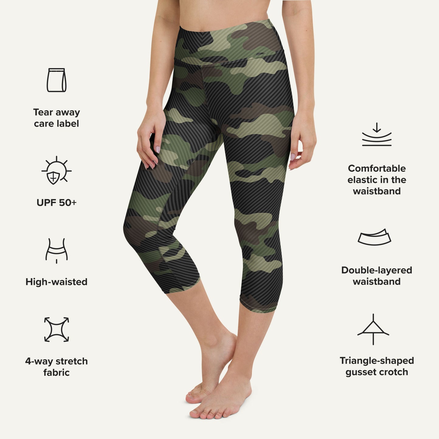 Woodland Carbon Fiber Camo High-Waisted Capri Leggings