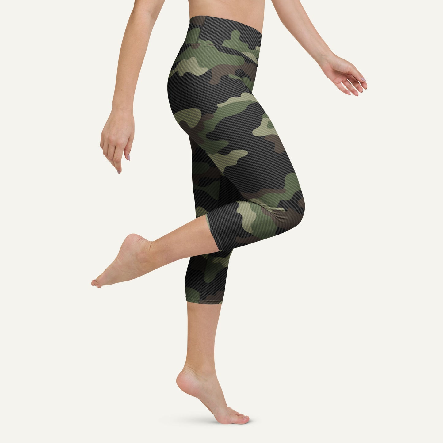Woodland Carbon Fiber Camo High-Waisted Capri Leggings
