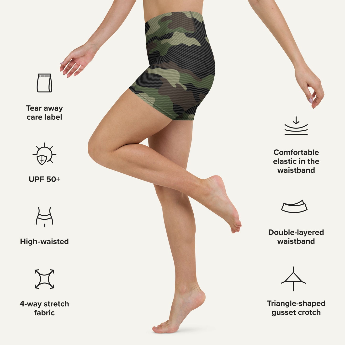 Woodland Carbon Fiber Camo High-Waisted Shorts