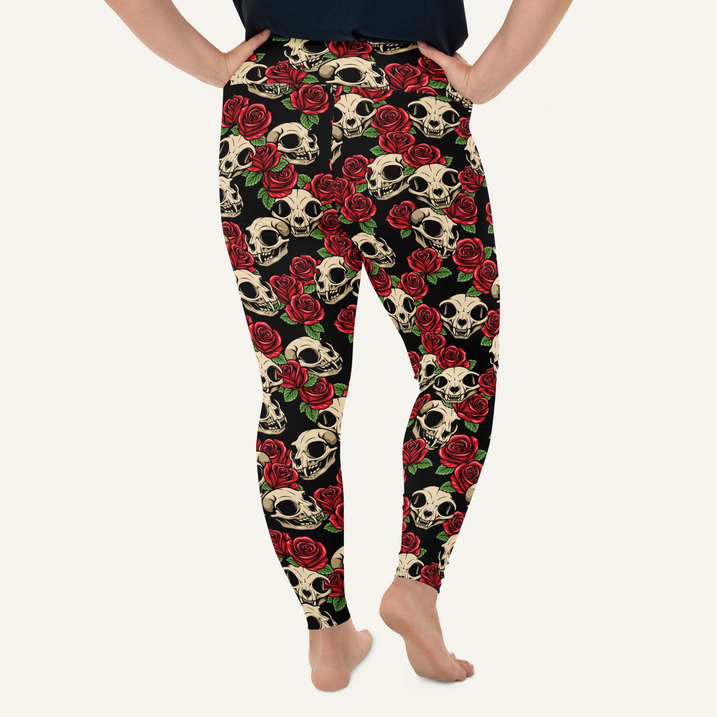 Cat Skulls And Roses Plus Size Leggings