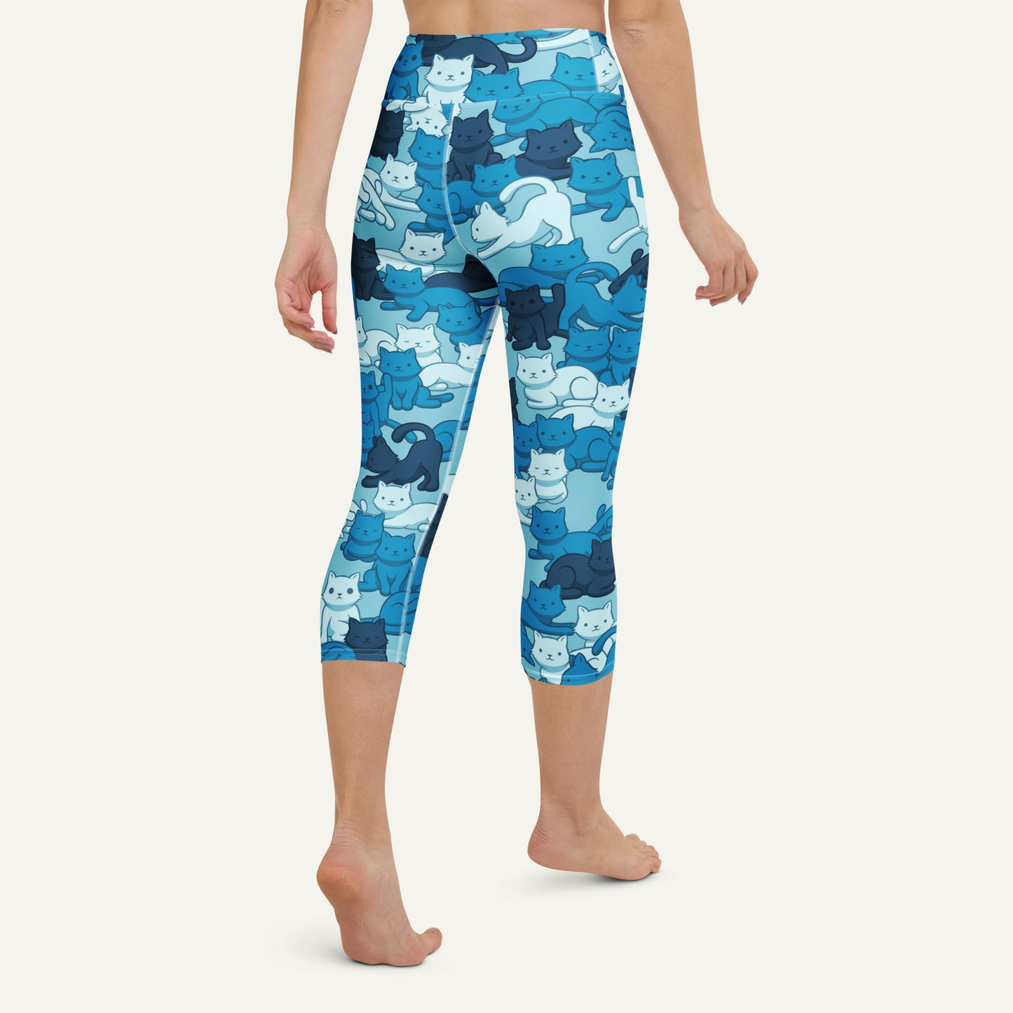 Blue Camo Cat High-Waisted Capri Leggings
