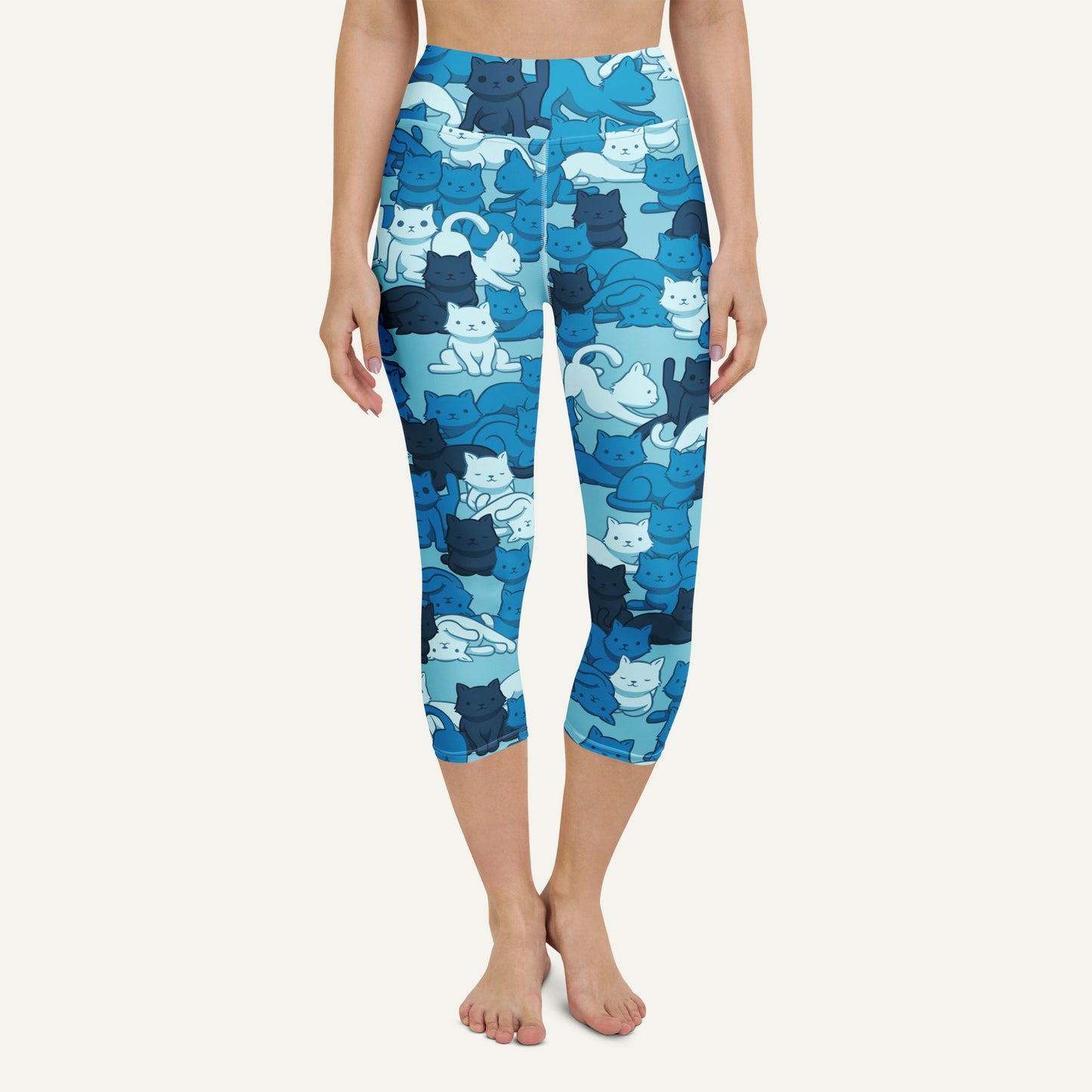 Blue Camo Cat High-Waisted Capri Leggings