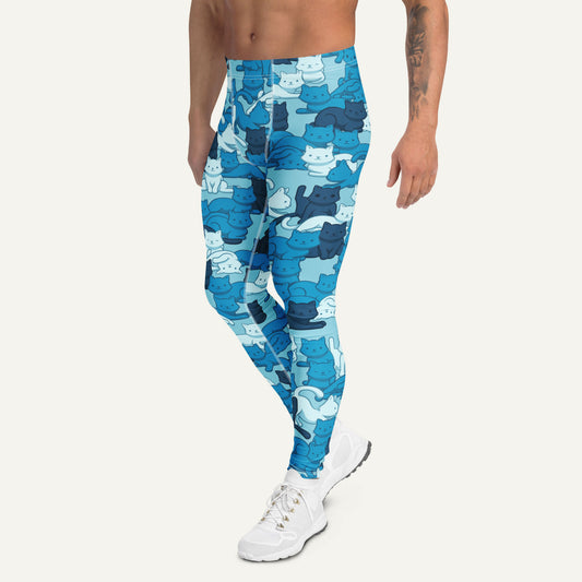 Blue Camo Cat Men's Leggings